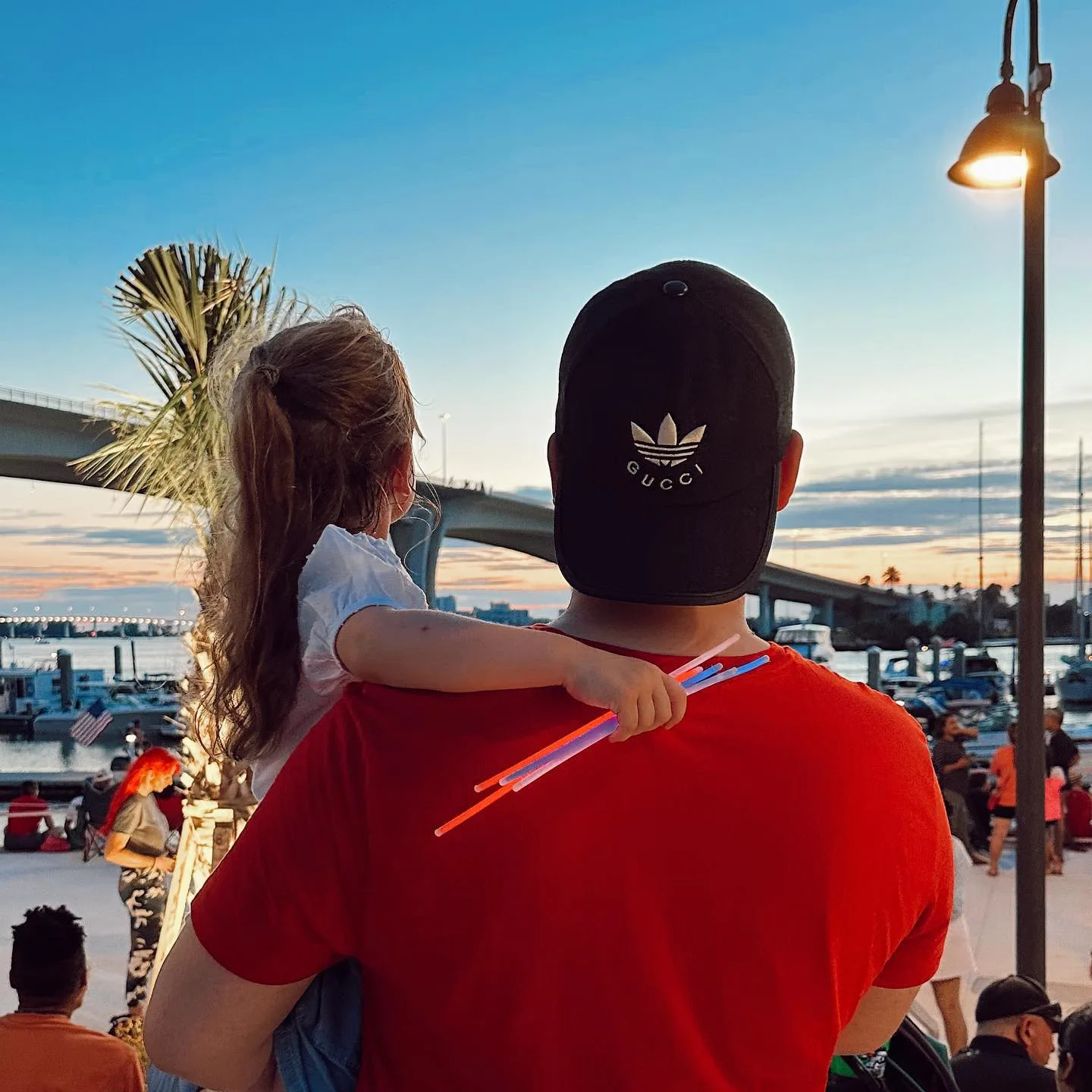 Devin and daughter at sunset in Clearwater, Florida